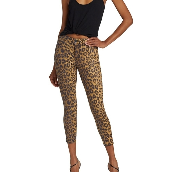L’AGENCE Margot Skinny Jeans Size 25 Cheetah Leopard Print Cropped Denim Stretch - Picture 12 of 14